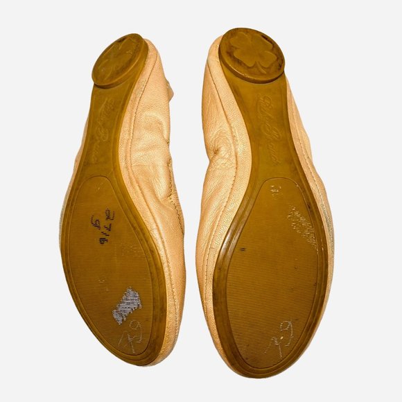 LUCKY BRAND 6.5 M Leather Emmie Ballet Flats Pearl Shimmer Golden Slip On Shoes - Picture 6 of 7